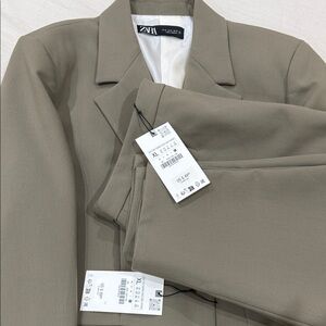 Zara Olive Tan Pleated Front Pants